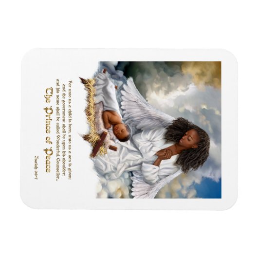 平和の王子。天使とベビーイエズマグネット マグネット (横)