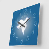 平和の白いハトの番号が付いた四角い壁掛け時計 スクエア壁時計 (傾斜)