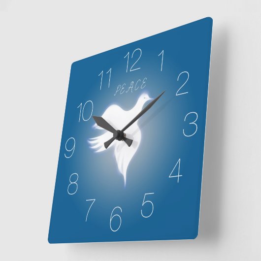 平和の白いハトの番号が付いた四角い壁掛け時計 スクエア壁時計 (傾斜)