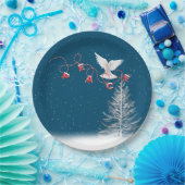 平和の白い鳩のクリスマスオーナメント ペーパープレート (パーティー)