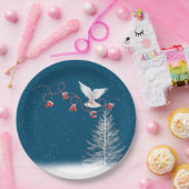 平和の白い鳩のクリスマスオーナメント ペーパープレート (パーティー)