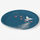 平和の白い鳩のクリスマスオーナメント ペーパープレート (アングル)