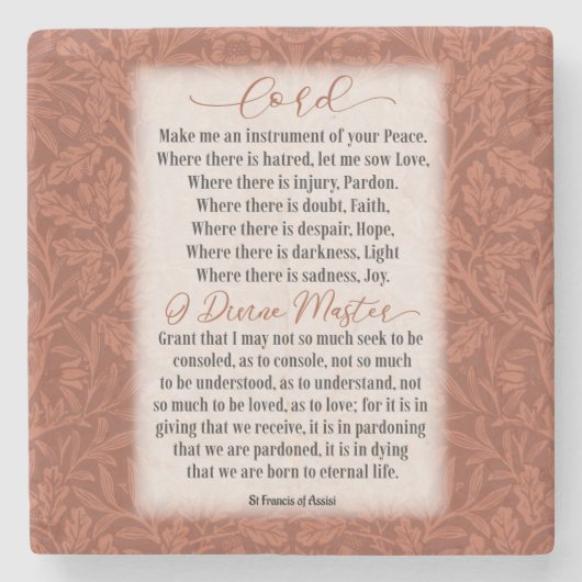 平和の祈りの言葉 – アッシジの聖フランシス ストーンコースター (正面)