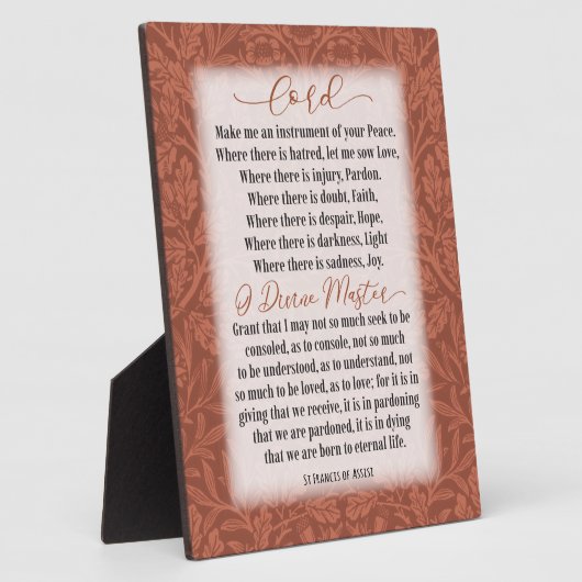 平和の祈りの言葉 – アッシジの聖フランシス フォトプラーク (側面)