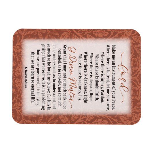 平和の祈りの言葉 – アッシジの聖フランシス マグネット (横)