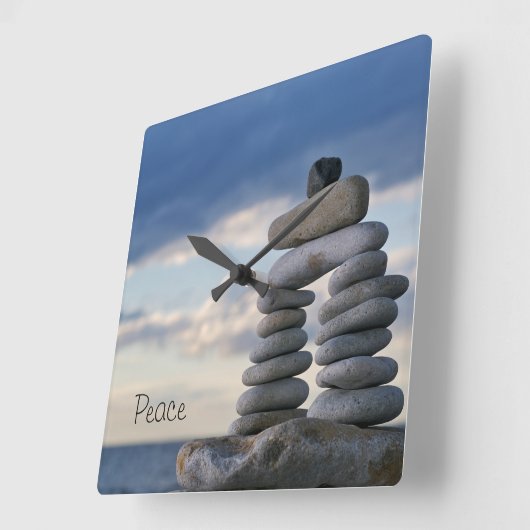 平和の禅岩時計 スクエア壁時計 (傾斜)