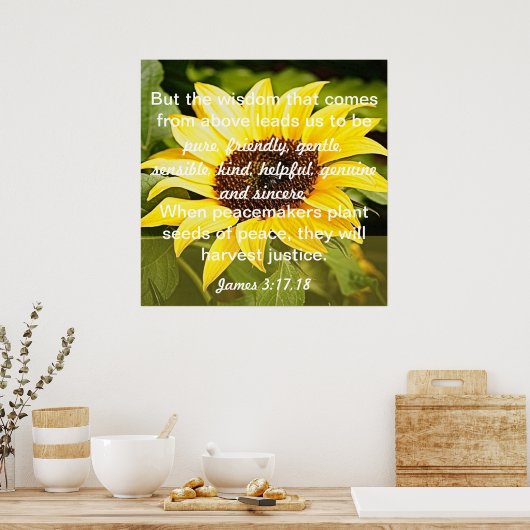 平和の聖書の種子ヤコブ3:17-18 ポスター (キッチン)