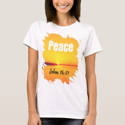 平和の聖書輝く夕焼けTシャツ Tシャツ (正面)