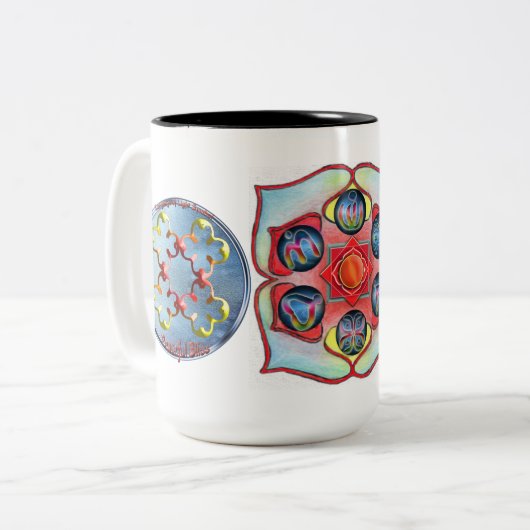 平和の至福の象徴を忠実に描く ツートーンマグカップ (正面左)