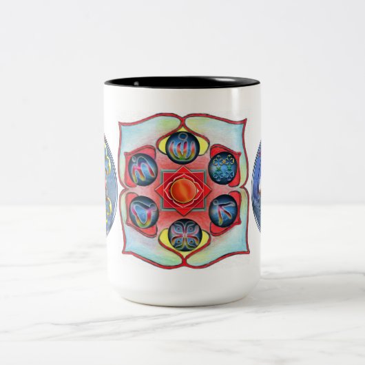 平和の至福の象徴を忠実に描く ツートーンマグカップ (中央)
