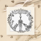 平和の花のドローイング かわいいボヘミアンヒッピーの花のアート 招待状