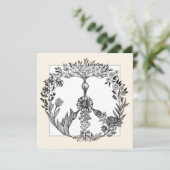 平和の花のドローイング かわいいボヘミアンヒッピーの花のアート 招待状 (スタンド正面)