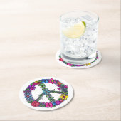 平和の象徴となるアンチ戦争の花をサポート ラウンドペーパーコースター (インサイチュ)