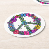 平和の象徴となるアンチ戦争の花をサポート ラウンドペーパーコースター (アングル)