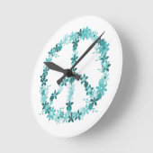 平和の象徴の花の力 ラウンド壁時計 (傾斜)