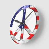 平和の象徴アメリカ国旗の壁画 ラウンド壁時計 (傾斜)
