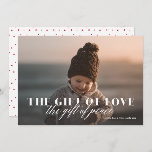 平和の贈り物の宗教的なクリスマスフォトカード シーズンカード (正面/裏面)