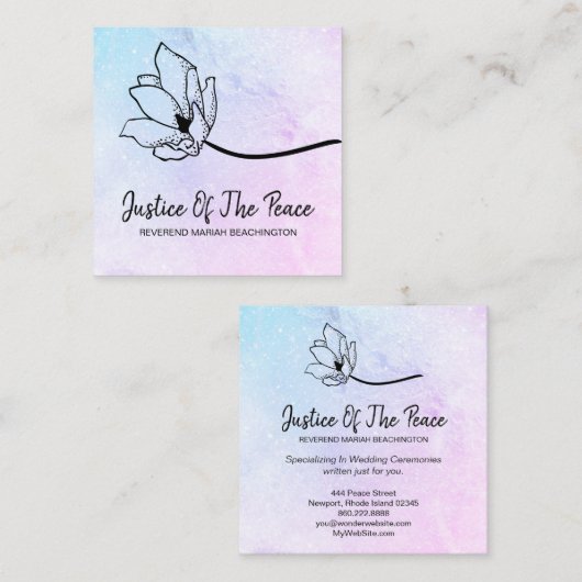 *~*平和の青いピンクの月のクレーターの正義 スクエア名刺 (正面/裏面)