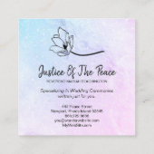 *~*平和の青いピンクの月のクレーターの正義 スクエア名刺 (裏面)