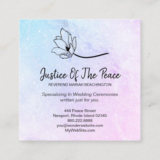 *~*平和の青いピンクの月のクレーターの正義 スクエア名刺 (裏面)