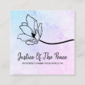 *~*平和の青いピンクの月のクレーターの正義 スクエア名刺 (正面)