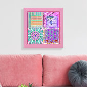 平和の鳥とアズレホスの幾何学的なタイル キャンバスプリント (インサイチュ (リビング))