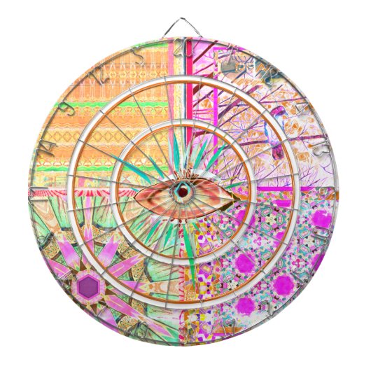 平和の鳥とアズレホスの幾何学的なタイル ダーツボード (正面)