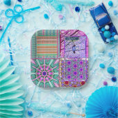 平和の鳥とアズレホスの幾何学的なタイル ペーパープレート (パーティー)