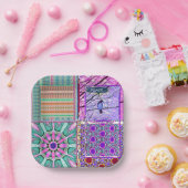 平和の鳥とアズレホスの幾何学的なタイル ペーパープレート (パーティー)