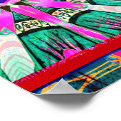 平和の鳥とアズレホスの幾何学的なタイル ポスター (角)