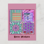 平和の鳥とアズレホスの幾何学的なタイル ポストカード (正面)