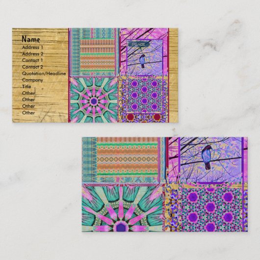 平和の鳥とアズレホスの幾何学的なタイル 名刺 (正面/裏面)
