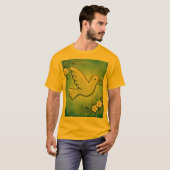 平和の鳩が花開く。 Tシャツ (正面フル)