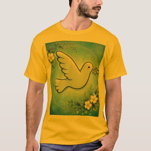 平和の鳩が花開く。 Tシャツ (正面)