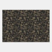 平和の鳩きらめく金箔フローラルパターン ラッピングペーパーシート (正面3)