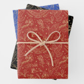 平和の鳩きらめく金箔フローラルパターン ラッピングペーパーシート (インサイチュ)