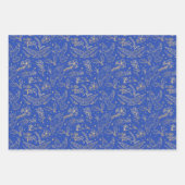 平和の鳩きらめく金箔フローラルパターン ラッピングペーパーシート (正面3)