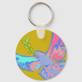 平和の鳩は、戦争の黄色ではない キーホルダー (正面)