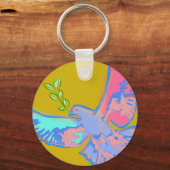 平和の鳩は、戦争の黄色ではない キーホルダー (正面)