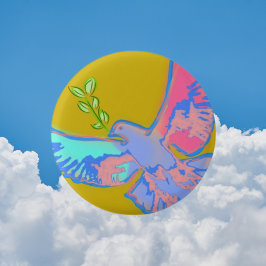 平和の鳩は、戦争の黄色ではない 缶バッジ