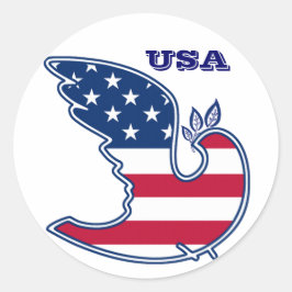 平和の鳩。アメリカ愛国的デザイン ラウンドシール