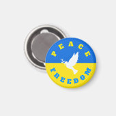 平和の鳩 – ウクライナ国旗 – 自由 – 平和 マグネット (正面/裏面)