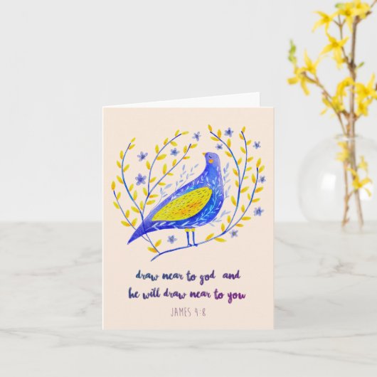 平和の鳩:ウクライナ統一と調和カード カード (黄色い花)