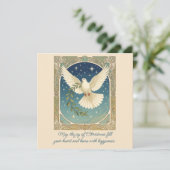 平和の鳩 オリーブの枝の装飾 グリーティングカード シーズンカード (スタンド正面)