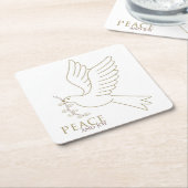 平和の鳩 スクエアペーパーコースター (アングル)