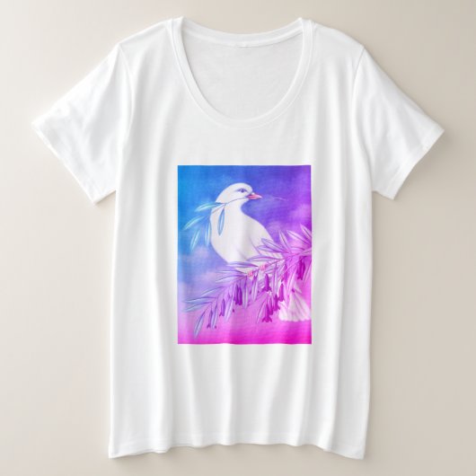 平和の鳩 プラスサイズTシャツ (デザイン正面)