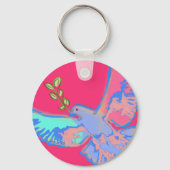 平和の鳩、戦争のホットピンク キーホルダー (正面)