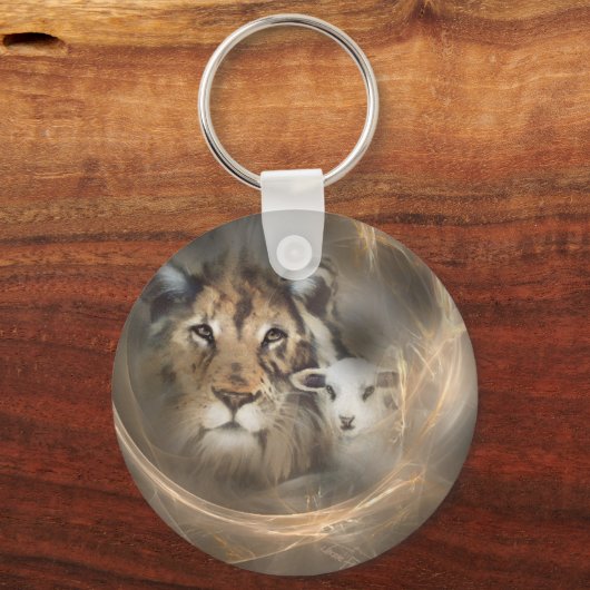 平和の"ライオンの子羊"宗教的な洗礼のギフトイエス キーホルダー (正面)