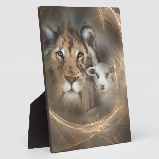 平和の"ライオンの子羊"宗教的な洗礼のギフトイエス フォトプラーク (側面)