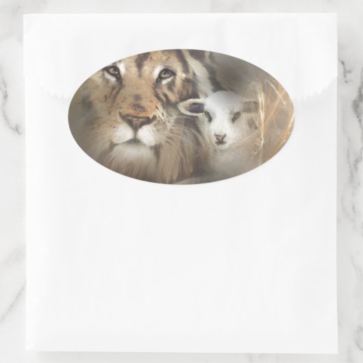 平和の"ライオンの子羊"宗教的な洗礼のギフトイエス 楕円形シール (バッグ)